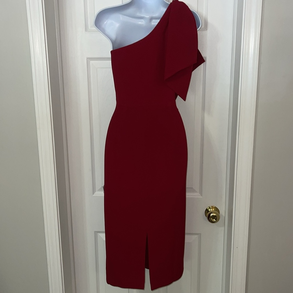 Dress the Population Elegant One-Shoulder Red Dress - Picture 4 of 5